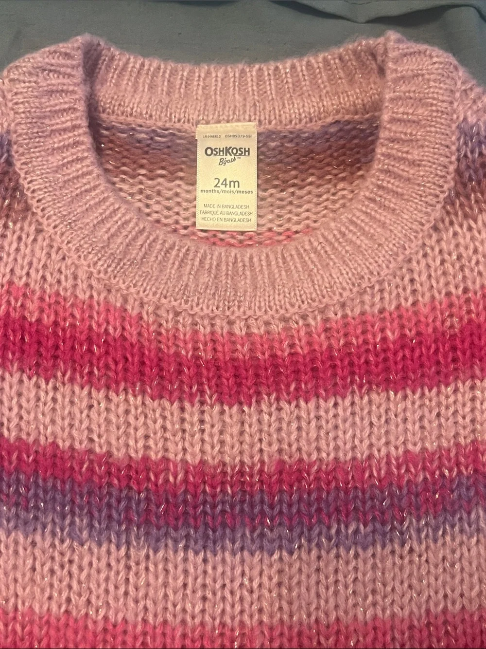 Carter’s Striped Pink & Lavender Knit Sweater NWT